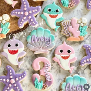 Pastel baby shark  cookies