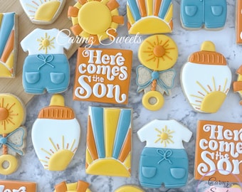 Here comes the son Baby Shower Cookies