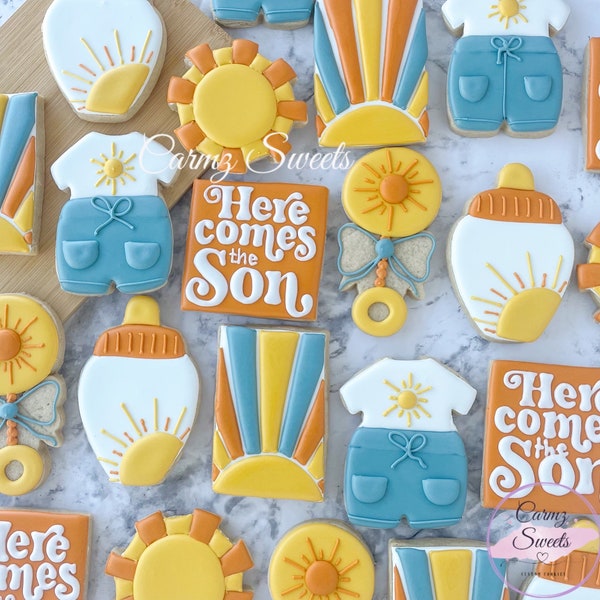 Here comes the son Baby Shower Cookies