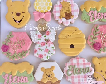 Girl Classic Winnie the Pooh Baby Shower Cookies