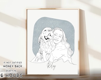 Retrato de mascota personalizado, dibujo de retrato de mascota, bocetos a partir de fotos, regalos personalizados, retrato de perro y gato, arte lineal personalizado, regalo para mascotas