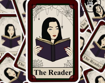 Book Lover Reader The Reader Tarot Card Morticia Addams Sticker