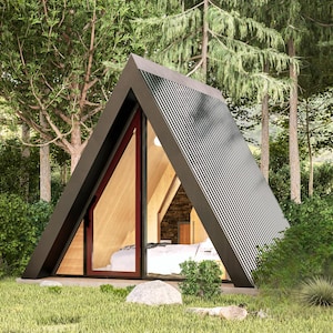 A-Frame Cabin Plans 12x14: 100 SF Tiny Home DIY Blueprints (PDF Download)