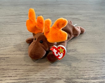 Rare Collectible Treasure - Vintage Ty Beanie Baby - &quot;Chocolate&quot; the Moose - A Cozy, Memorable Plush Companion