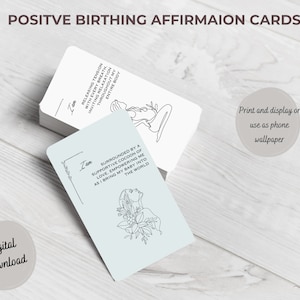 Cartes d'accouchement hypnotisantes minimalistes avec affirmation positive pour élever les femmes, téléchargement numérique instantané ou fond d'écran de téléphone