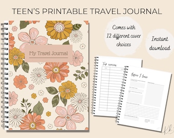 Teen printable travel holiday vacation journal to preserve family memories. Digital download