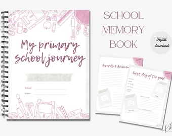 Pink Printable School Years Memory Book. Kids Journal keepsake - digital product instant download