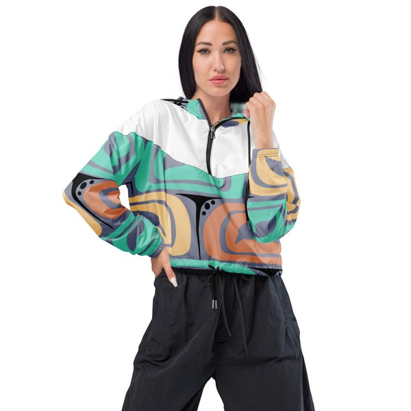 Indigenous designed women’s cropped windbreaker