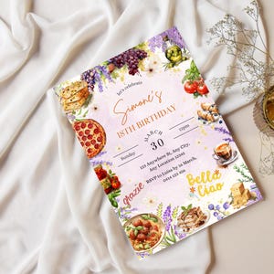 Italy Themed Birthday Invitation, Editable Italian Party Invite, Pizza Party Invitation, Hand Drawn Tuscan Theme, Italian Food Theme Party