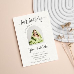 Half Birthday Party Invite, 6 Months Birthday Party Invitation, 6 Months Old, Half Birthday Boy Girl, Custom Photo Invite, Editable Template