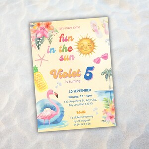 Fun in the Sun Party, Splish Splash Invite, Girls Pool Party Invitation, Summer Party, Girls Splash Pad Birthday Party, Editable Template
