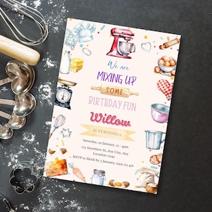 Cooking Party Invitation, Cooking Birthday Invitation, Baking Cooking Kid, Kids Cooking Birthday, Kids Cooking Party, Baking Party Invite