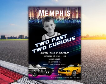 Two Fast Two Curious, Fast and the Furious Birthday Invitation, Personalise Photo Race Car Party, Editable Template, Instant Download