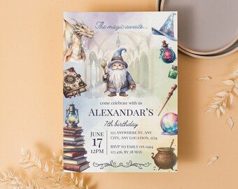 Editable Wizard Birthday Invitation, Witches Invitation, Magical Themed Birthday Invitation, Kids Birthday Invitation, Printable Invite