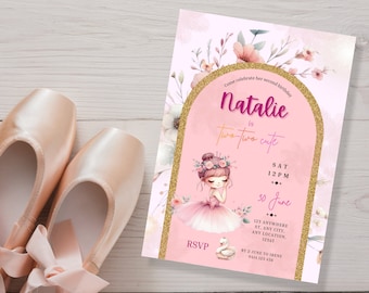 Tutu Birthday Invite, Ballet Birthday Party, Ballerina Birthday Party, Dance Birthday Invitation, Floral Girls Birthday, Editable Invite