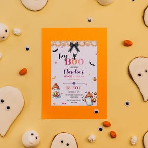 Halloween Birthday Invitation, Hey Boo, Spooktacular Birthday Invite, Costume Party, Halloween Party, Cute Pink Spooky Birthday Party