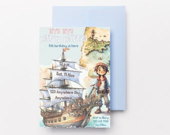 Pirate Birthday Invite, Editable Pirate Birthday Invite, Sailing Pirate Ship Invite