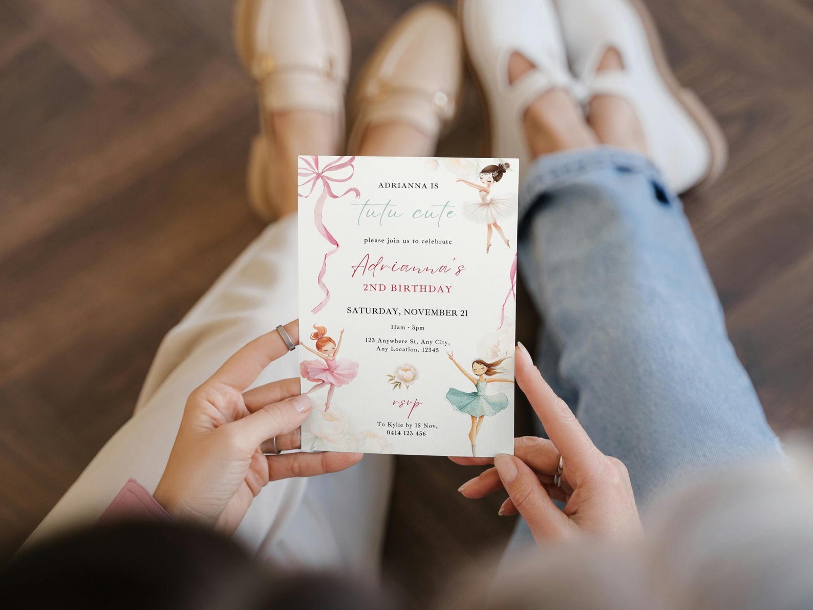 Tutu Cute, Editable Ballerina Invitation, Pink Bow Ballerina Birthday ...