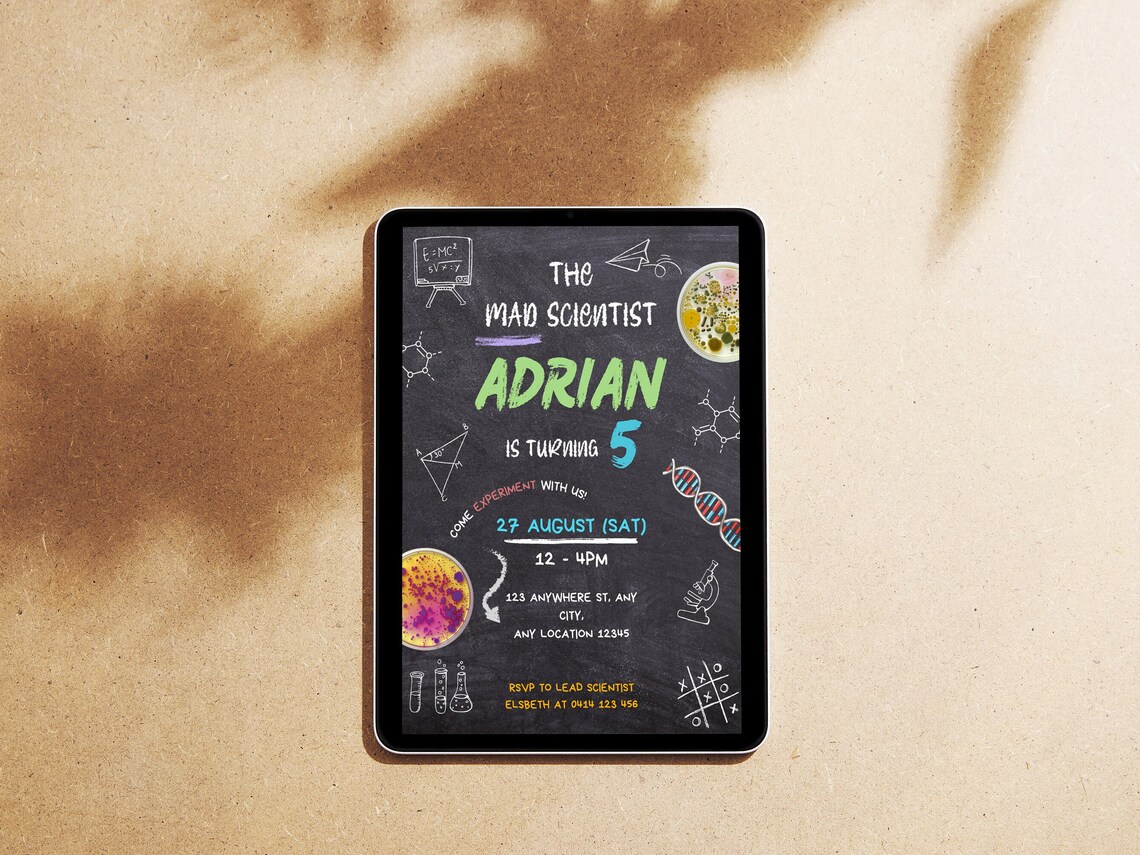 Science Party Birthday Invitation, Lab Experiment, Mad Scientist Party ...
