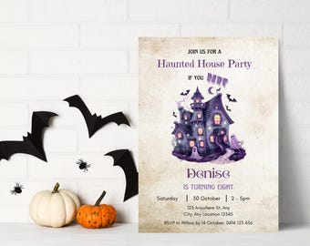 Haunted House Invitation, Halloween Party Invite, Halloween Birthday Party, Spooky Invite, Spooktacular Birthday Invite, Editable Template