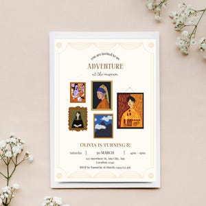Museum Invitation, Museum Birthday Party, Art Party, Museum Outing Birthday Invite, Editable Children&#39;s Museum Invite, Art in Museum Party