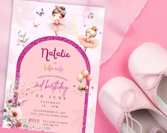 Tutu Birthday Invite, Ballet Birthday Party, Ballerina Birthday Party Invitation, Dance Birthday Invitation, Girls Birthday, Editable Invite