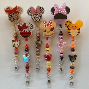 Mickey Head Glitter Acrylic Badge Reels ll Teacher Badge Reels ll Nurse Badge Reels