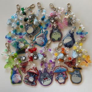 Cute Anime Ghibli Inspired Glitter Acrylic Keychains ll Anime Keychains ll Ghibli Keychains