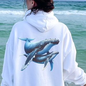 Whale Hoodie, Humpback Whale Hoodie, Whale sweatshirt, whale gifts, Nature Lover gift, Indie Hoodie, Save the whales, Protect the Ocean