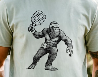 Funny Vintage Bigfoot Pickleball Shirt, Comfort Colors Tee for Players, Sasquatch Paddle Sports Gift, Retro Athletic Graphic T-Shirt