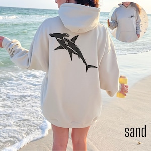 Shark shirt Hammerhead Shark Hoodie Ocean lover shark lover gift Marine life sweatshirt Beach surf Hoodie scuba diver gift shark graphic tee