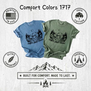 Description of shirts and quality. 100% Cotton, premium material, printed in the USA, ultra comfortable. Built for Comfort. Made to last.
