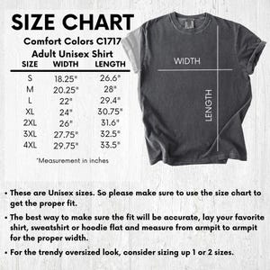 Comfort Colors 1717 Size Chart
