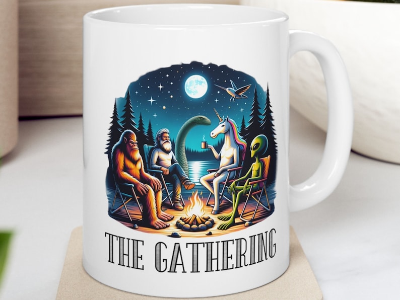 Bigfoot Mug, Camping Mug, Bigfoot Gift, Sasquatch Coffee Mug, Funny Bigfoot Mug, Bigfoot Unicorn mug, Bigfoot Alien mug, Cryptozoology mug zdjęcie 6