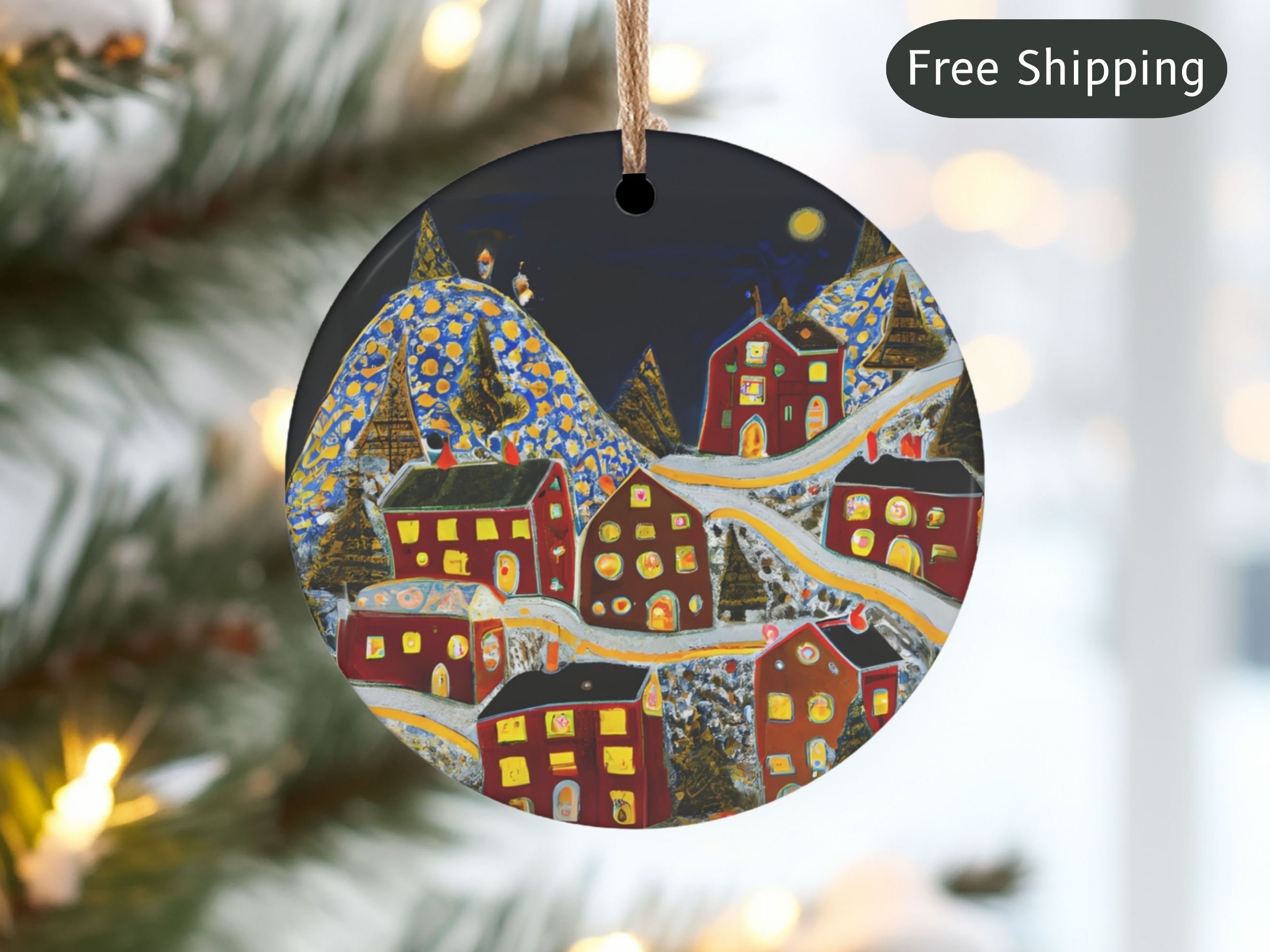 Scandinavian Christmas Ornament Nordic Modern Folk Art Etsy
