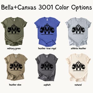 Color options for the Bella+Canvas 3001 shirt.