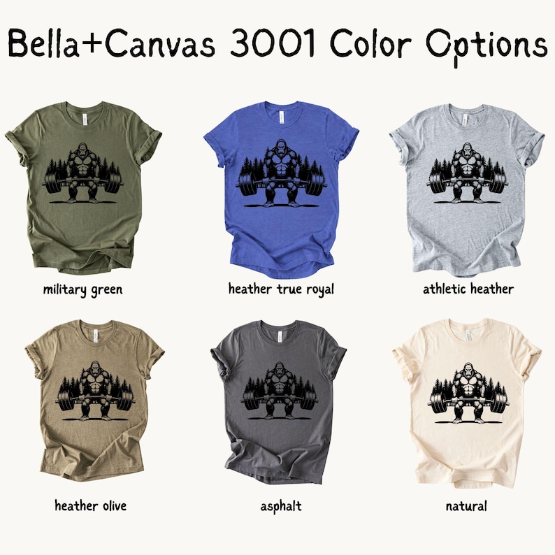 Color options for the Bella+Canvas 3001 shirt.