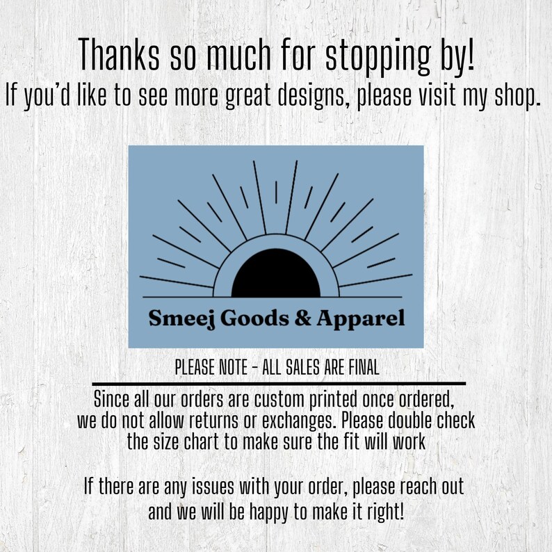 Thanks so much for stopping by! If you'd like to see more great designs, please visit my shop, Smeej Goods & Apparel.