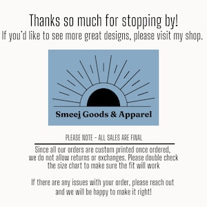 Thanks so much for stopping by! If you'd like to see more great designs, please visit my shop, Smeej Goods & Apparel.