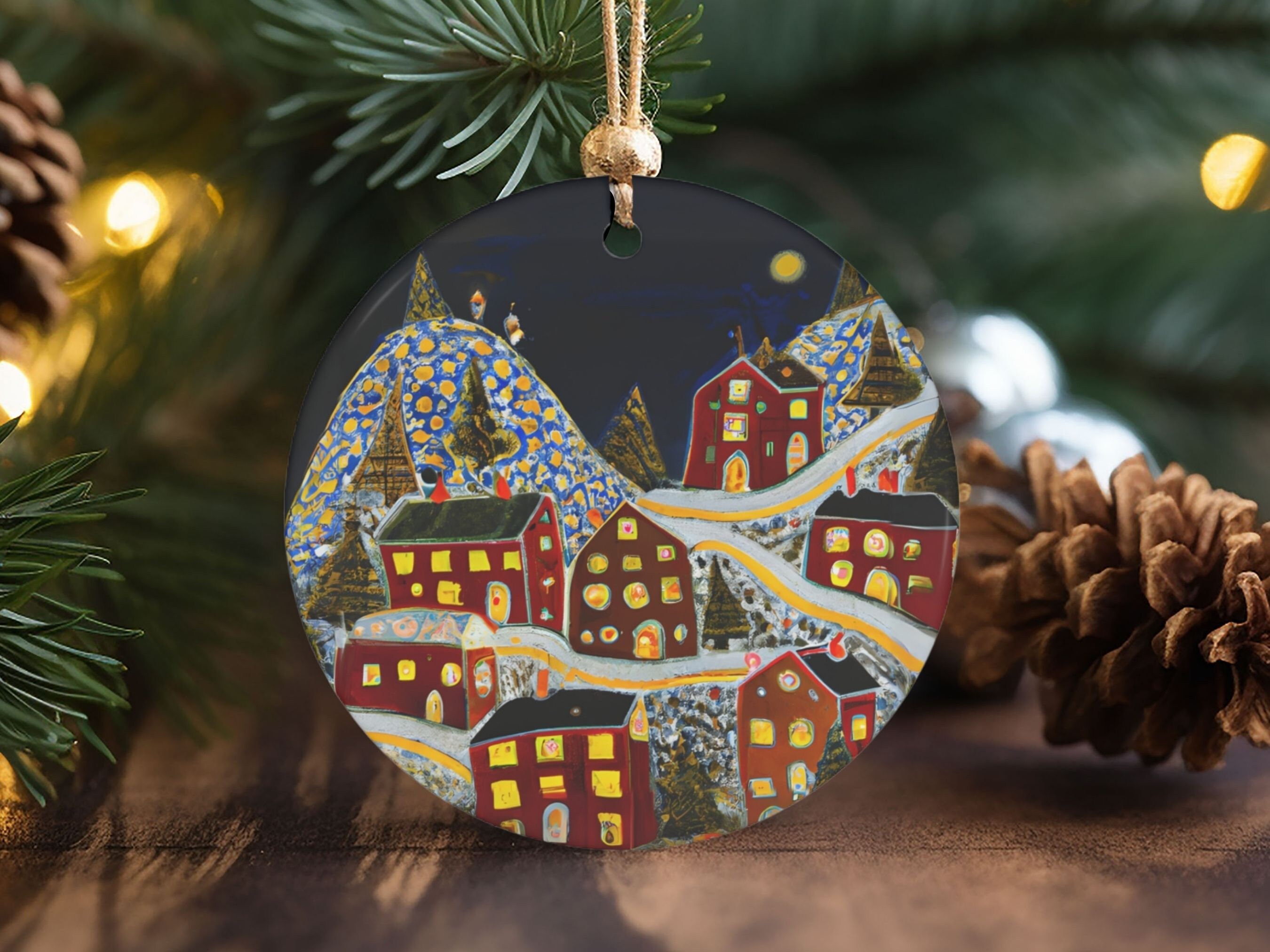 Scandinavian Christmas Ornament Nordic Modern Folk Art Etsy