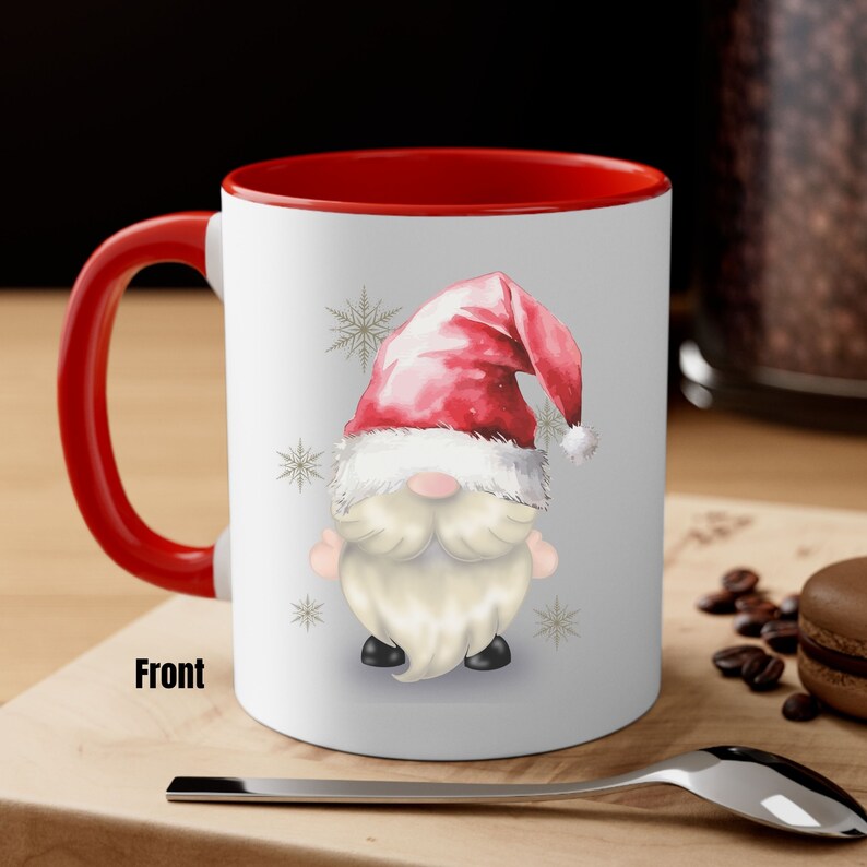 Funny Santa gnome mug, Perfect Christmas mug to enjoy your coffee. 11 or 15 ounce size and white, white with red accents or white with black accents.