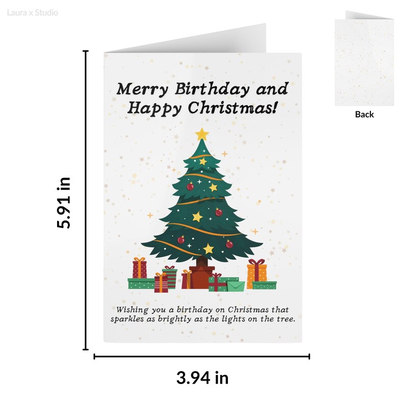 Christmas Birthday Card, Merry Birthday and Happy Christmas Card, Birthday Card, Christmas Card