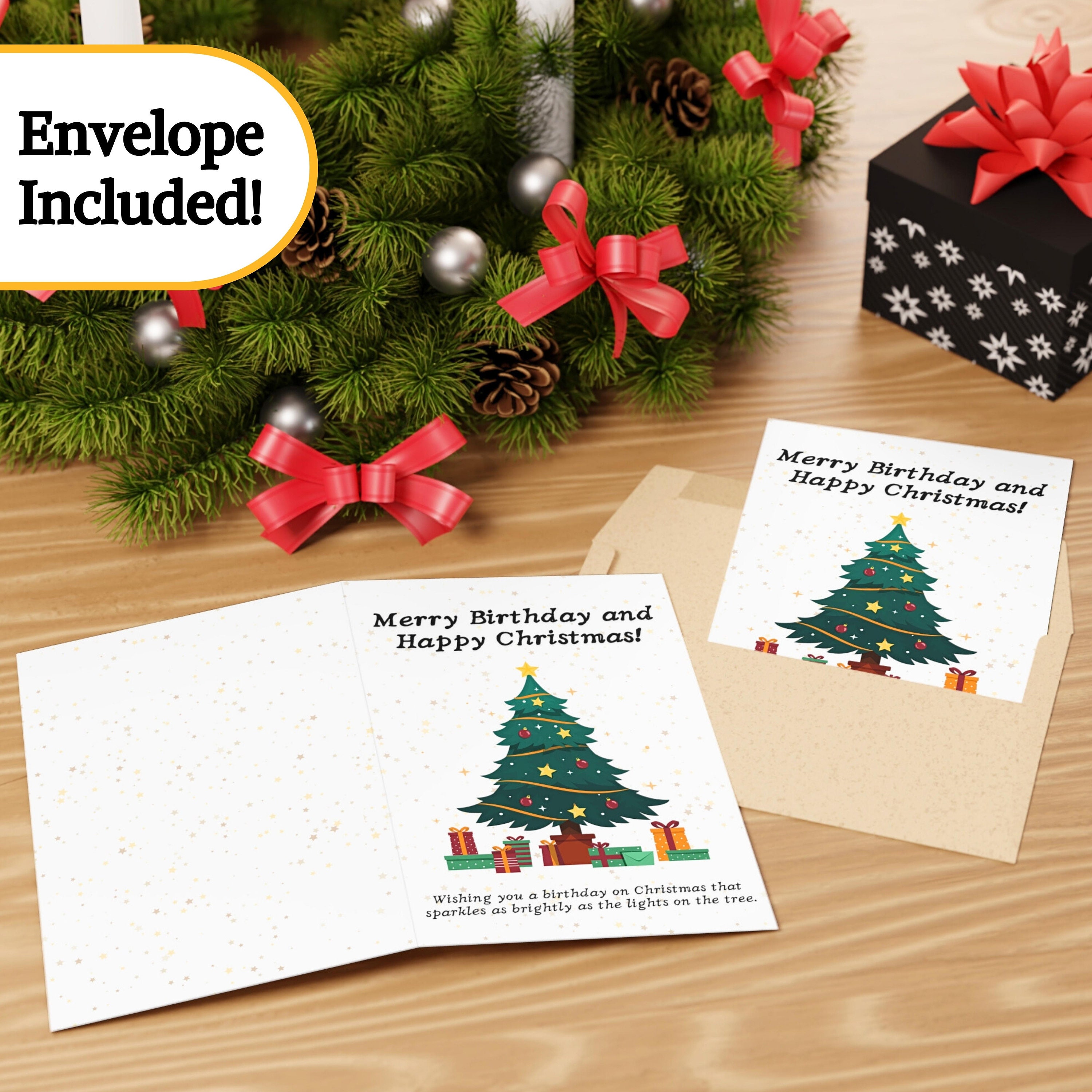 Christmas Birthday Card, Merry Birthday and Happy Christmas Card, Birthday Card, Christmas Card