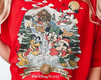 Walt Disney World Mickey Friends Christmas Shirt, Disney World Christmas Shirts, Merriest Place In the World T-Shirt, Christmas Sweatshirts