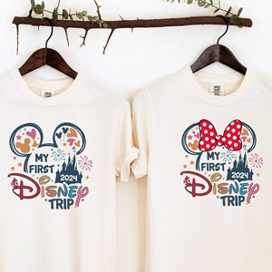 My First Disney Trip Custom Comfort colors T-Shirt, Adults Kids Disneyland Trip Shirt, First Disneyworld Trip Tee, Minnie Mickey Disney gift