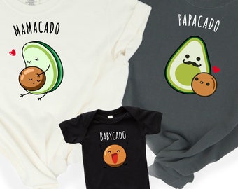 Family Matching Avacado Shirt, Mamacado Shirts, Papacado T-Shirt, Babycado Onesie T-Shirts, Pregnancy Tee, Avocado Couple Tees, Baby Shirts