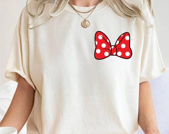 Comfort Colors Minnie Mouse Bow Shirt, Cute Disney T-Shirt for Her, Polka Dot Minnie Shirt, Disney Magical Gift Idea, Disneyland Tee Women