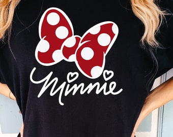 Minnie Bow Shirt, Disneyland Girl T-Shirt, Minnie Mouse Birthday Gift Shirts, Disney Tee for Friend, Minnie Trip T-Shirts, Minnie Mouse Tees