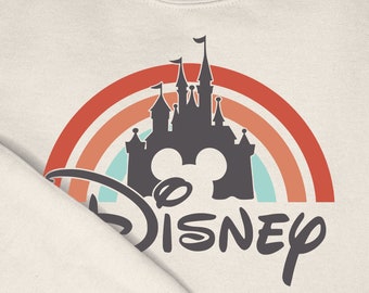 Disney Rainbow Castle Shirt, Disney Vintage Shirts, Disney T-Shirt, Disney T-Shirts, Disney Retro Sweatshirt, Disney Castle Cute Sweatshirts
