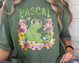 Retro Disney Tangled Pascal Shirt, Floral Rapunzel Family Shirts, Magic Kingdom T-shirt, Walt Disney Tee, Disneyland T-Shirts, Birthday Gift